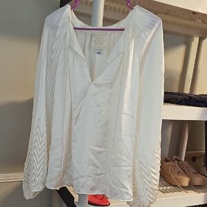 Johnny Was Cream Blouse with Chevron Sleeves